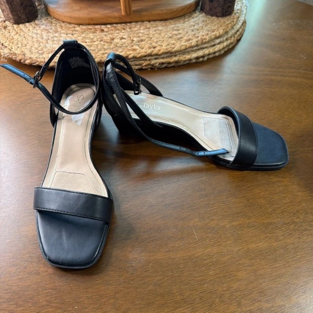 a new day Black Ankle-Strap Square-Toe Sandals